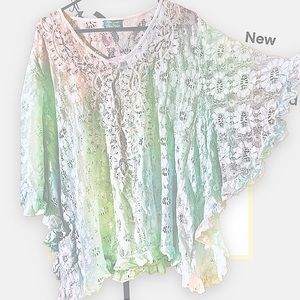 NWT UNIQUE LACE ONE SIZE PONCHO SEQUIN EMBELLISHED MADE IN ITALY BOUTIQUE ITEM